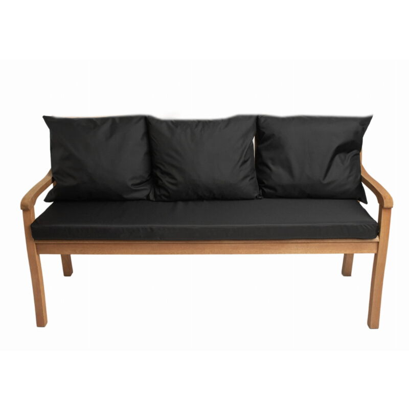 Setgarden - Coussin pour banc 160x60x3x50x56cm, Coussin extérieur/intérieur, Coussins pour balancelle de jardin Noir, Coussin d'assise, Coussin de