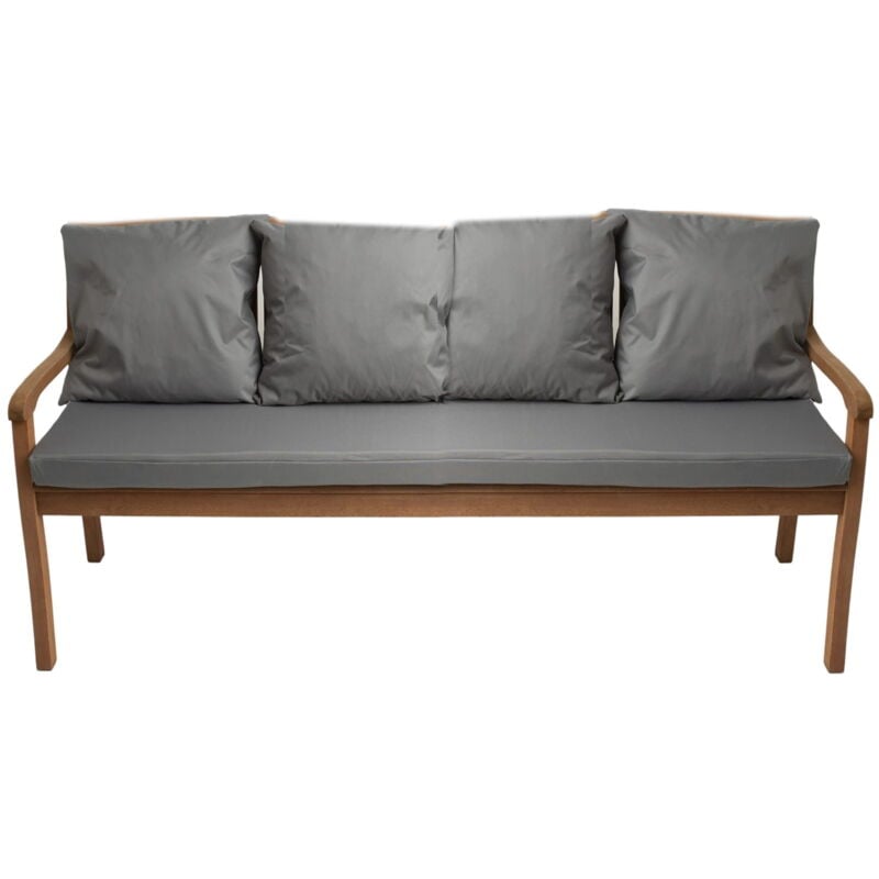 Setgarden - Coussin pour banc 170x50/4x50x56cm, Coussin extérieur, Coussins pour balançoires de jardin 3 places Gris, Coussin d'assise, Coussin de
