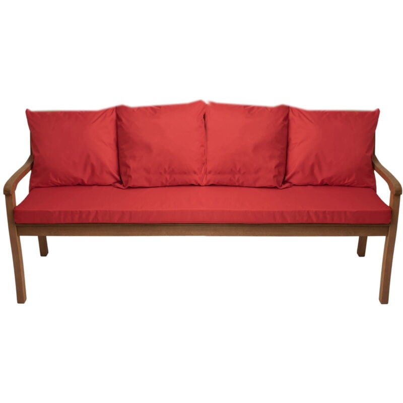 Setgarden - Coussin pour banc 170x60/4x50x56cm, Coussin extérieur, Coussins pour balançoires de jardin 3 places Rouge, Coussin d'assise, Coussin de