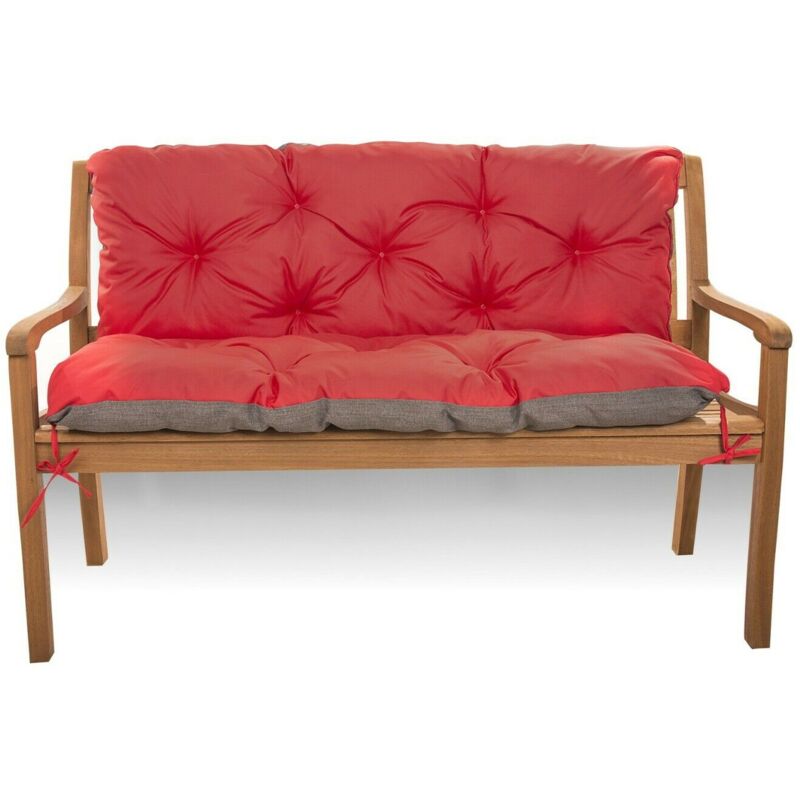 Setgarden - Coussin pour banc de jardin 120x60x50cm, coussin de jardin Rouge, coussin de banc extérieur, coussin de banc de jardin, coussin de