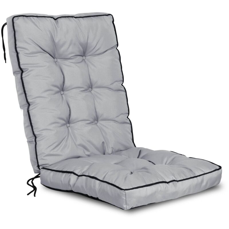 Coussin pour chaise de jardin d'appoint haut avec passepoil, 50x50x80 cm, gris foncé