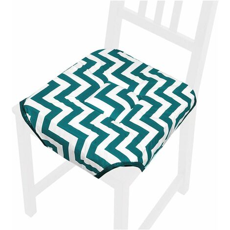 Coussin pour Chaise Doux Universel Lavable Housses de Chaise Lacets de fixation Zig Zag rayé - Vert