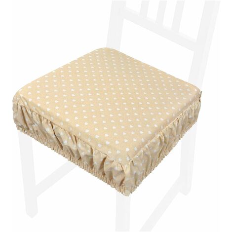 Coussin pour Chaise En Coton Amovible Lavable Bande Élastique Housse De Chaise Coeurs
