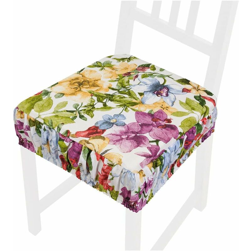 Emmevi Mv S.p.a. - Coussin pour Chaise En Coton Amovible Lavable Bande Élastique Fleuri vif - Violet