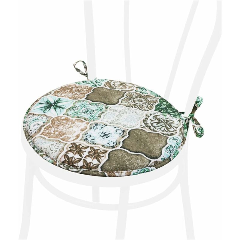 Emmevi Mv S.p.a. - Coussin pour Chaise Rond Doux Universel Lacets de fixation Lavable Housses de Chaise Majolique Gothique