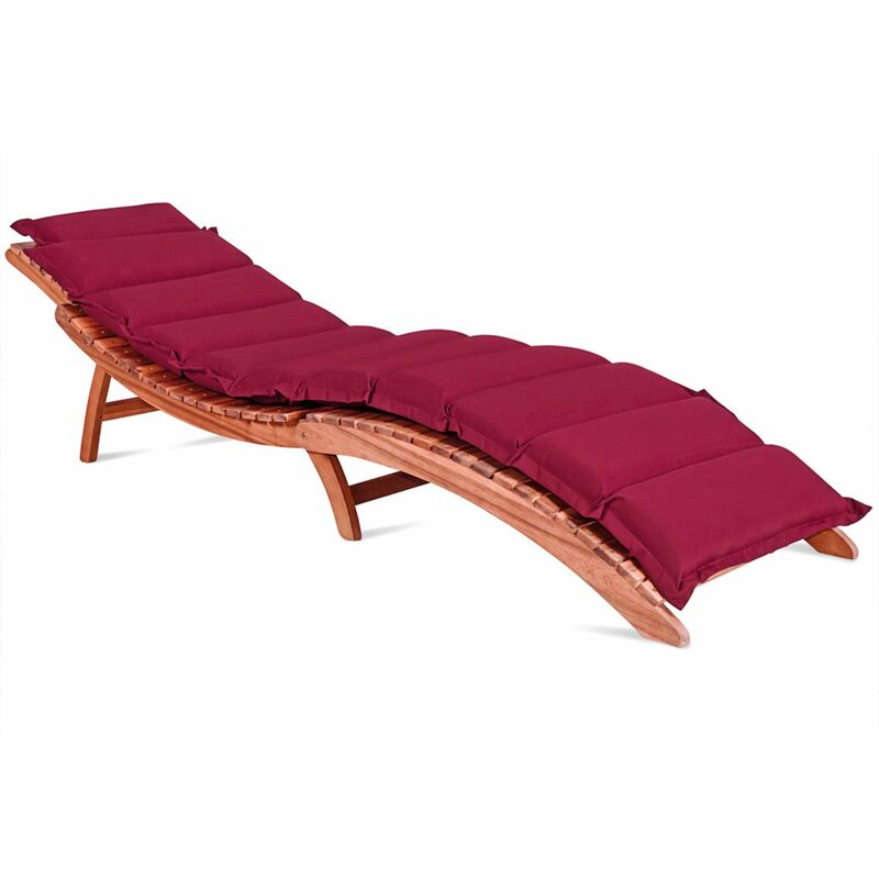 Detex - Coussin pour chaise longue rembourré 7 cm d'épaisseur oreiller inclus avec sangles Coussin pour bain de soleil Rouge