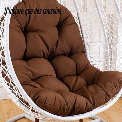 Coussin pour Fauteuil Suspendu Oeuf avec Oreiller Lavable Coussin de Chaise Suspendue Exterieur épais Coussin, 120x80cm,Cafe