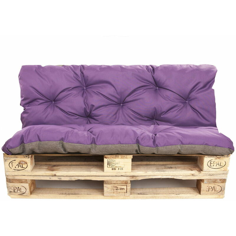 Setgarden - Coussins palettes 120x80 Assise et Dossier 120x40cm,coussins de canapé de jardin, coussin palette exterieur Violet, coussins de palette