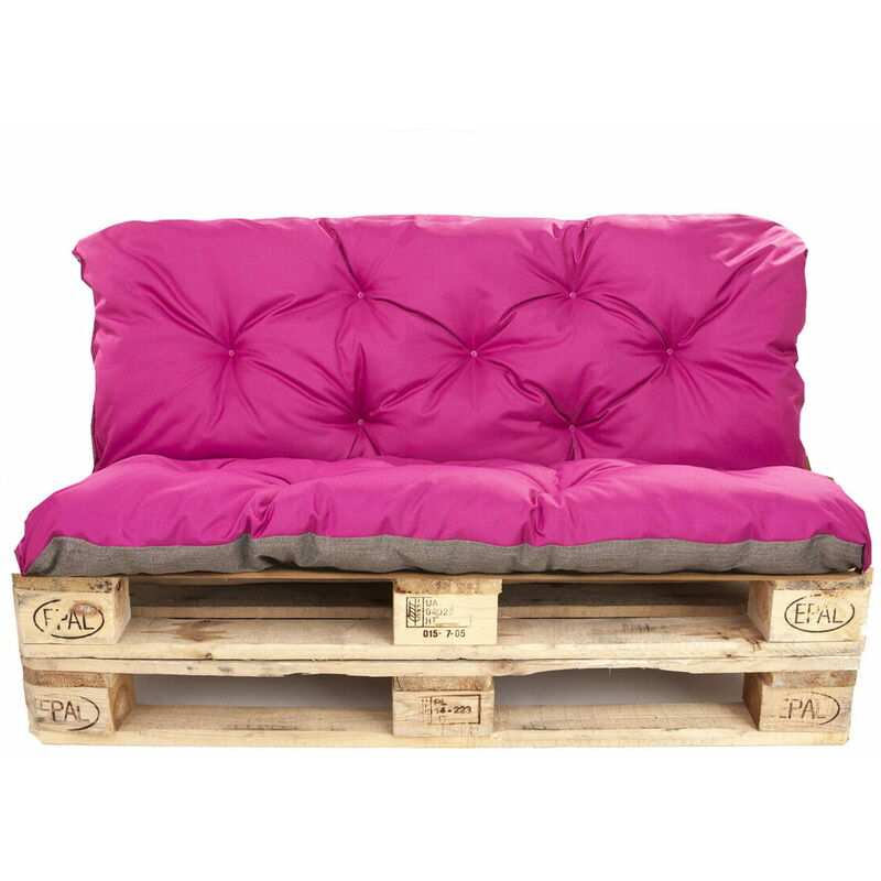 Setgarden - Coussins palettes 120x80 Assise et Dossier 120x40cm,coussins de canapé de jardin, coussin palette exterieur Rosa, coussins de palette