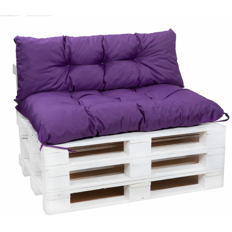 Coussin pour palette interieur, Assise 120 x 60 et Dossier 120 x 40cm, coussin palette extérieur Violet, SETGARDEN
