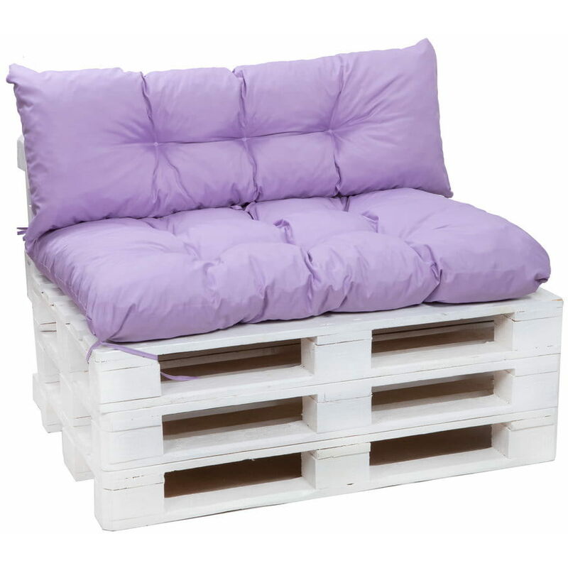 Coussin pour palette interieur, Assise 120 x 60 et Dossier 120 x 60cm, coussin palette extérieur Violet clair, SETGARDEN