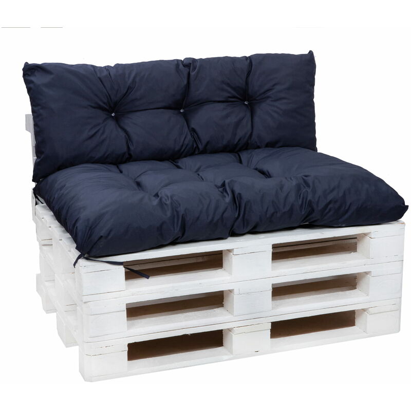 Setgarden - Coussin pour palette interieur, Assise 120 x 60 et Dossier 120 x 60cm, coussin palette extérieur Marine