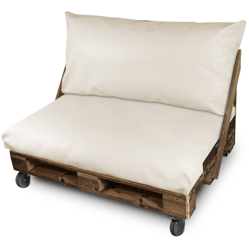Coussin pour palette Similicuir Extérieur Écru Siège et/ou Dossier 120x60x20 Écru