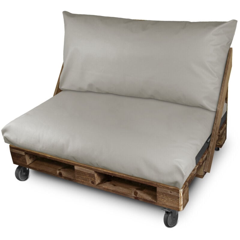 Coussin pour palette Similicuir Extérieur Gris Clair Housse Dossier Angle 65x45x25 Sans Garnissage Gris Clair