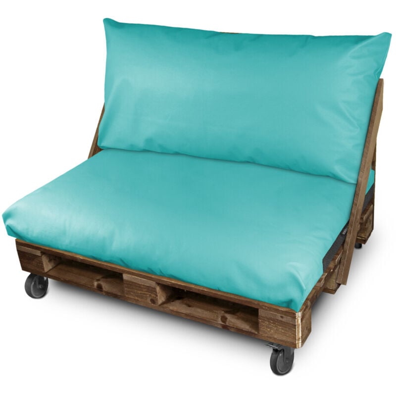 Coussin pour palette Similicuir Extérieur Turquoise Housse Dossier Angle 65x45x25 Sans Garnissage Turquoise