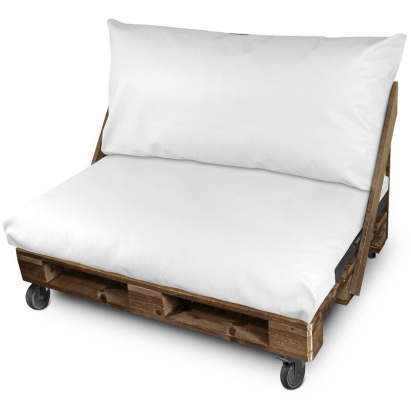 Coussin pour palette Similicuir Extérieur Blanc Housse Dossier 80x45x25 Sans Garnissage Blanc