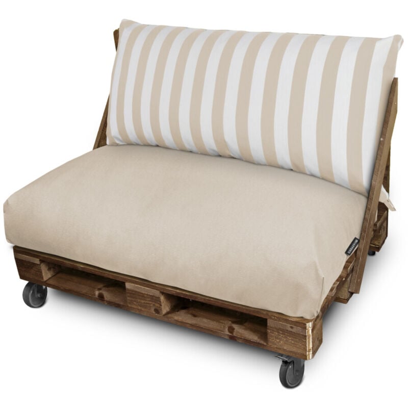 Coussin pour palette Toldotex Ecru Siège et/ou Dossier 120x60x20 (rayé) Écru