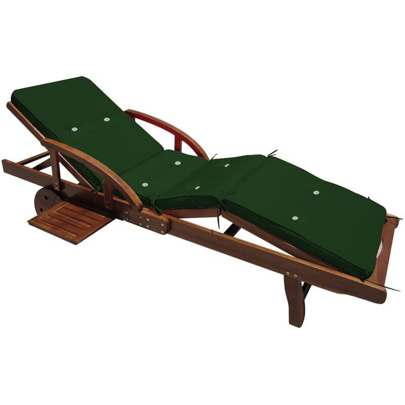 Detex - Coussin pour transat chaise longue de jardin 195cm Hydrofuge 8 boutons Coussin abin de soleil intérieur extérieur Vert