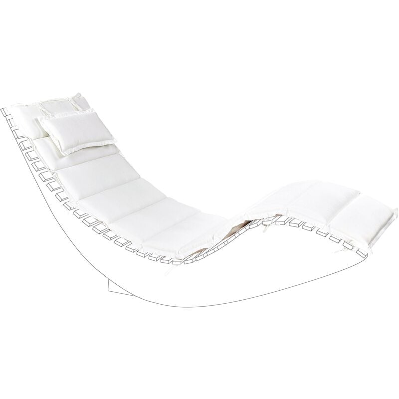 Coussin pour Transat de Jardin en Tissu Polyester Blanc 180 x 60 cm Rembourré en Mousse Cesana - Blanc