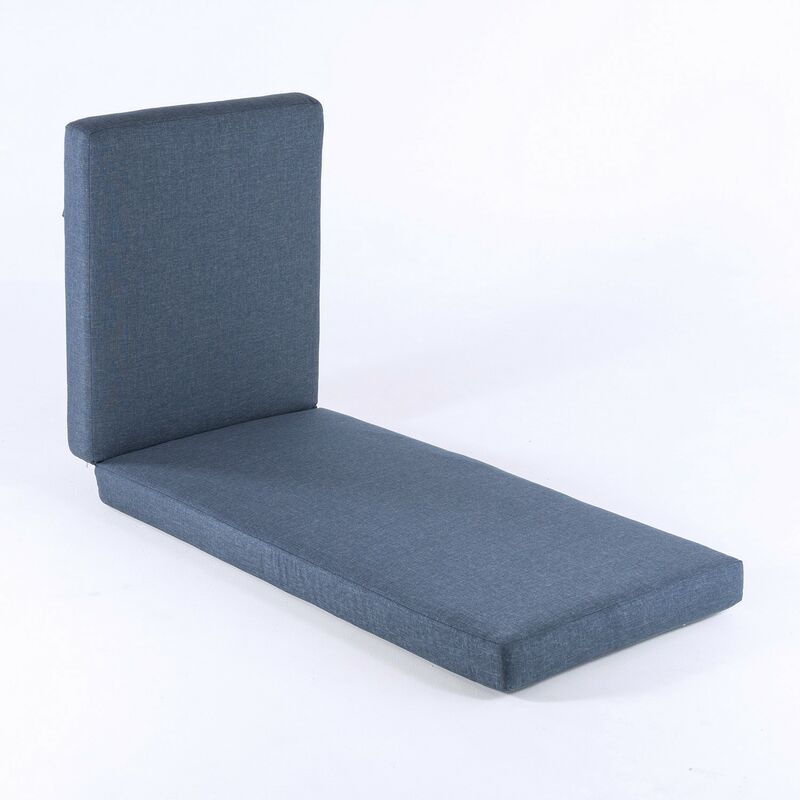 Coussin de chaise longue d'extérieur standard bleu oléfine | Taille 190x60x10cm | Ne perd pas de couleur | Amovible