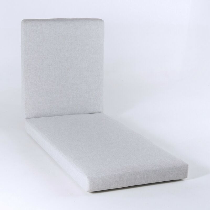 Coussin de chaise longue extérieur standard Oléfine couleur gris clair Taille 190x60x10cm Ne perd pas de couleur Amovible