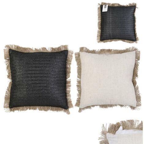 Coussin Raphia Noir Dehoussable 40x40cm