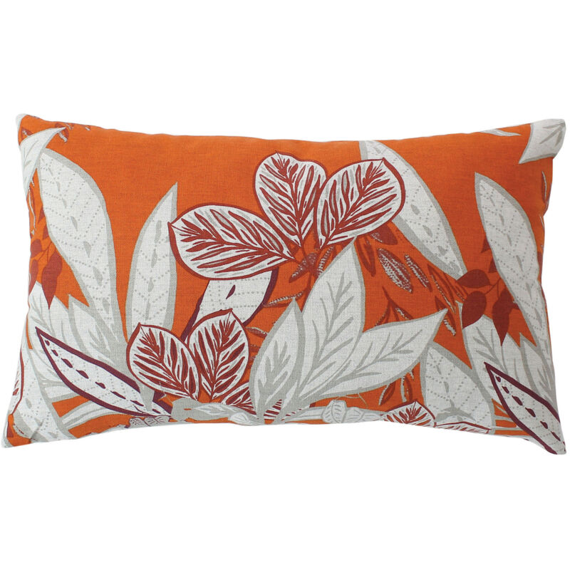 Decostars - Coussin rectangulaire coloré motif exotique Orange 30x50 cm