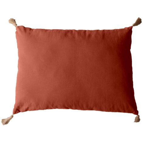 Coussin rectangulaire en coton avec pompons style bohème PANAMA