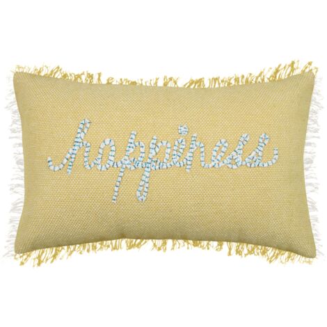 Coussin rectangulaire happiness Jaune 30x50 cm
