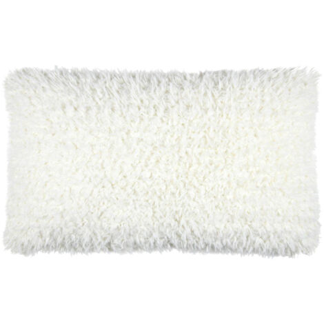 Coussin rectangulaire imitation peau de mouton Blanc 50x80 cm