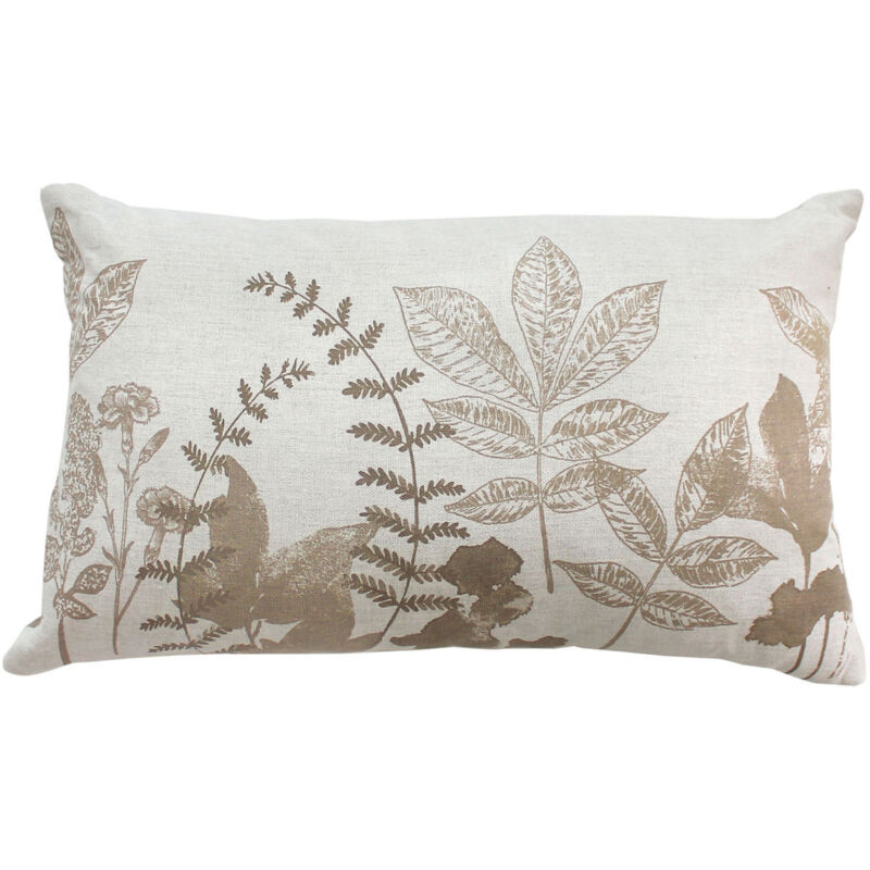Coussin rectangulaire motif nature Ecru 30x50 cm