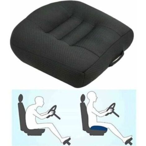 Coussin rehausseur de siège auto pour plus de confort et de soulagement, en tissu mesh respirant, augmente le champ de vision de 12 cm (Noir)