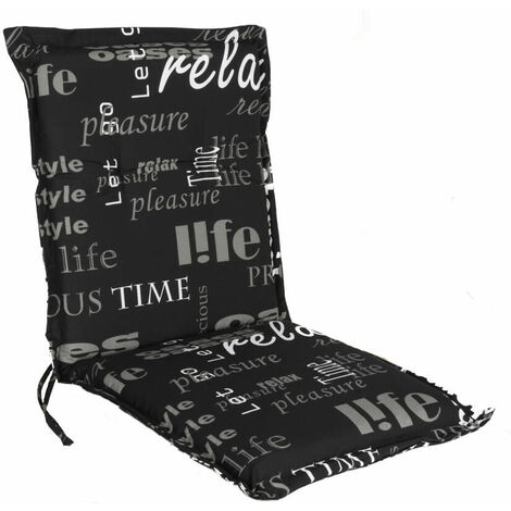 Coussin rembourré universel à dossier bas 100 x 50 cm - lifestyle - coussin à dossier bas pour chaise de jardin avec lettrage