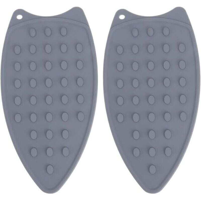 Coussin Repose-Fer en Silicone 2 Pièces Coussin Repose-Fer Résistant à la Chaleur pour Planche à Repasser Fer à Vapeur (Gris)