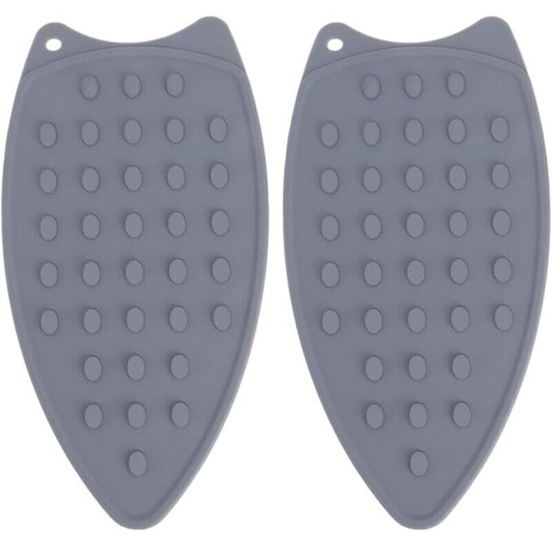 Coussin Repose-Fer en Silicone 2 Pièces Coussin Repose-Fer Résistant à la Chaleur pour Planche à Repasser Fer à Vapeur (Gris)