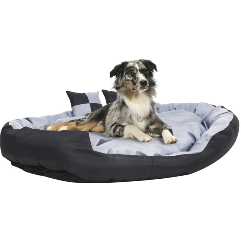 Coussin réversible lavable pour chien Gris et noir 150x120x25cm