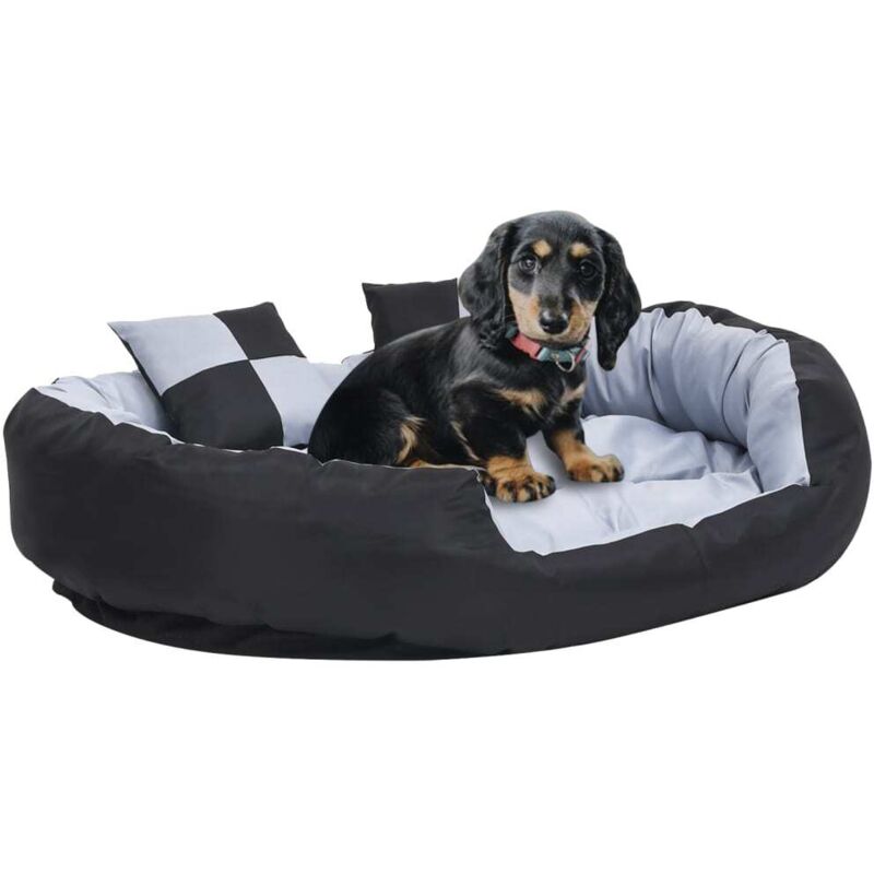 Coussin réversible lavable pour chien Gris et noir 110x80x23 cm