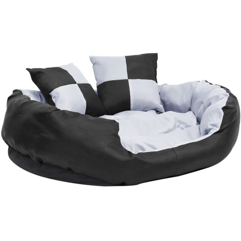 Coussin réversible lavable pour chien Gris et noir 85x70x20 cm Vidaxl
