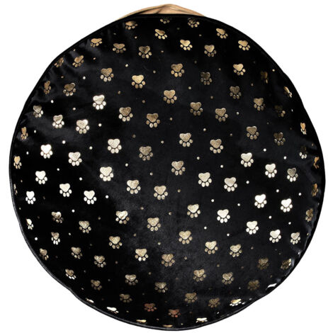 Coussin Rond Ø60cm pour Animaux Tissu Noir Motifs Dorés