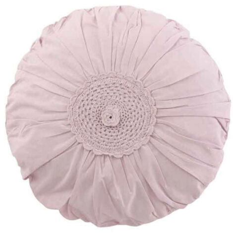 Coussin Rond Déco "Dentelle" 40cm Rose Mauve