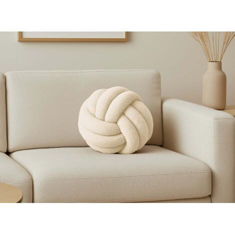 Coussin rond décoratif boule de nœud en effet peau de mouton