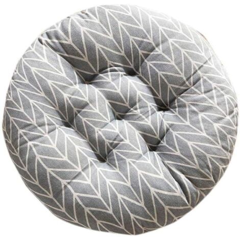 Coussin rond épais pour chaise de salle à manger, canapé, dossier de chaise, tabouret, tatami. Matières : coton et lin - Gris, Lin et coton, gris, 40 x 40 cm