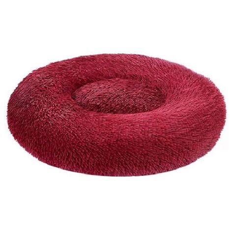 Coussin rond et moelleux pour chien 80x80cm bordeaux