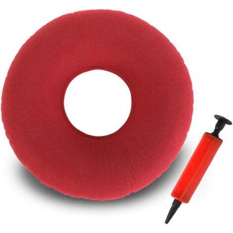 Coussin rond gonflable - 1 pièce - Matériau PVC souple - Soulage le coccyx et les hémorroïdes - Convient pour le bureau, la voiture et la grossesse - Rouge (coussin rond rouge)