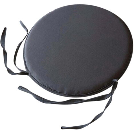 Coussin Rond Noir 30 cm Épaisseur 3 cm avec Liens, Galette de Chaise pour Jardin et Salle à Manger