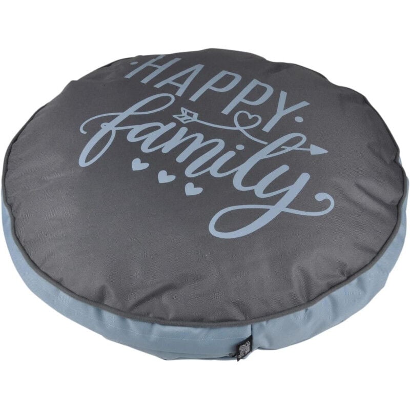 Coussin rond pour animaux imprimé Happy Family - Bleu/Gris - d 60 cm - Livraison gratuite