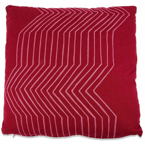 Coussin Rouge Avec Des Lignes Roses 50x12x50cm. Basics