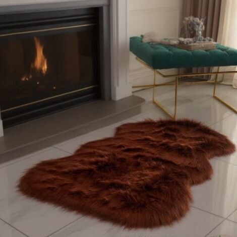 Coussin Siège Fausse Peau Mouton Doux 60x90 cm Décoration Contemporaine Canapé Chaise Terrasse Intérieur Extérieur