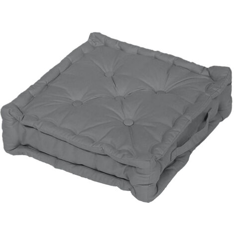 Coussin tapissier en coton 50x50x10 cm PANAMA gris, par Soleil d'Ocre