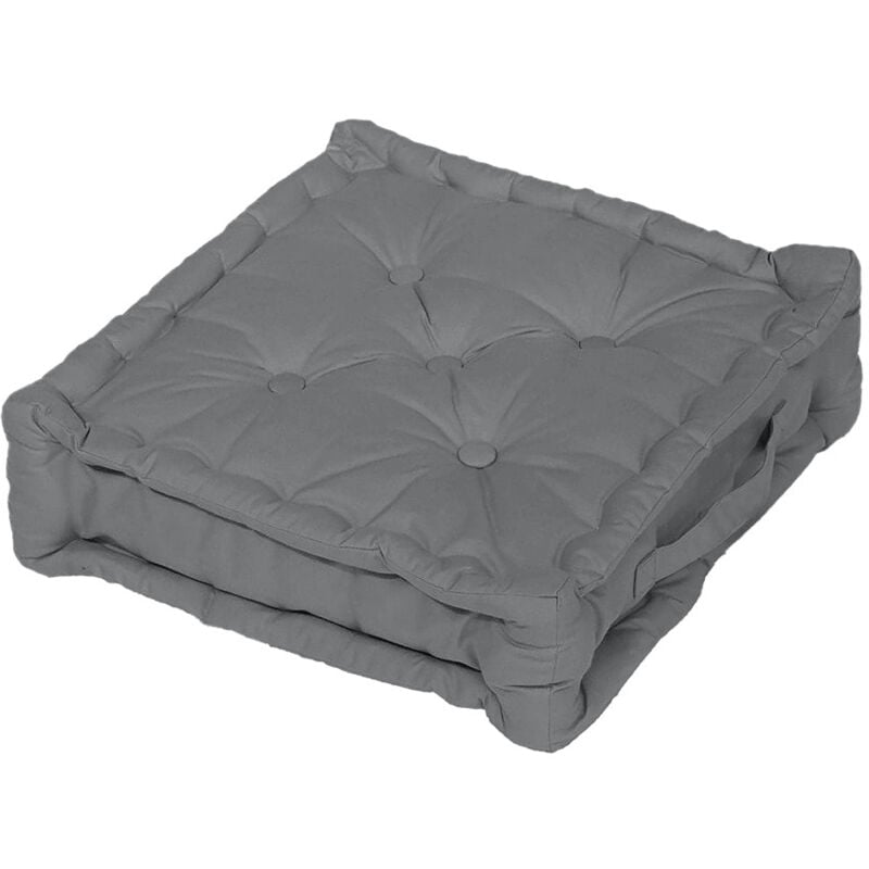 Soleil D Ocre - Coussin tapissier en coton 50x50x10 cm panama gris, par Soleil d'Ocre